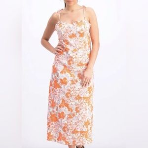 Free People Beach Party Tropical Linen Midi Dress Size 4 NWT